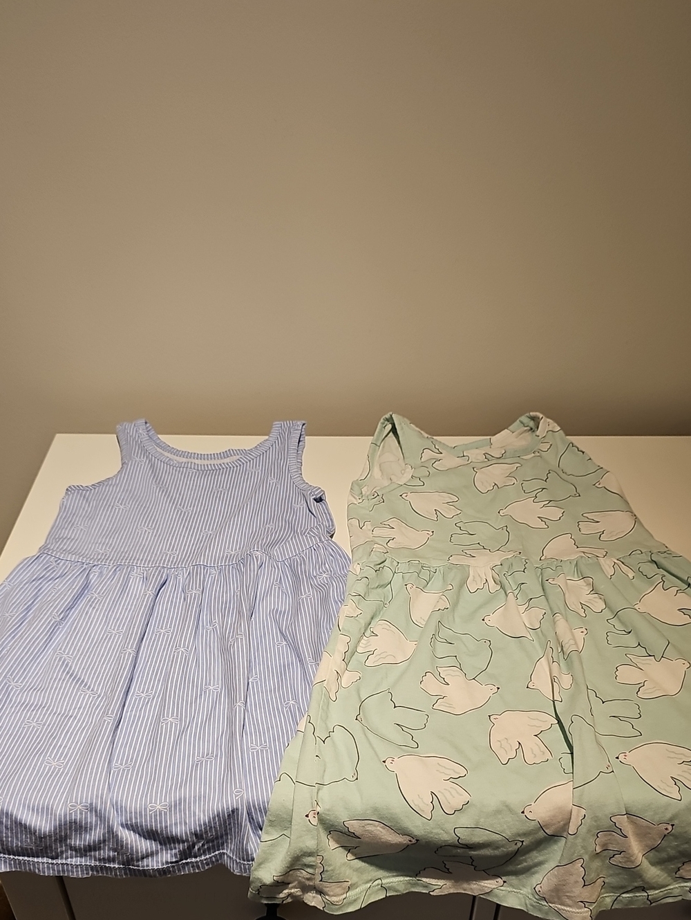 Girls' Blue Striped Sundress & Mint Bird Print Dress - 2-Pack - Size 5/6 Girls